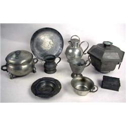 A GROUP OF ASSORTED NEKRASSOFF PEWTER TABLE ARTICLES