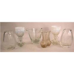 A PAIR OF COLORLESS GLASS AND ACID ETCHED MERMAID VASES