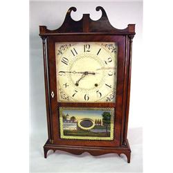 A FEDERAL MAHOGANY AND EGLOMISE SHELF-CLOCK, LABELED E. TERRY AND SONS