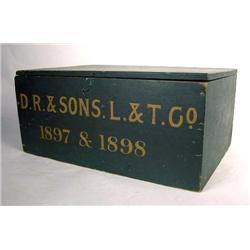 A GREEN PAINTED PINE LIFT-TOP BOX