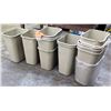 Image 1 : Qty 4 Gray Rectangle Plastic Office Waste Baskets Trash Cans