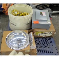 Breaker Switch Box, Bucket of Lights & Round Light