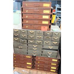 Qty 4 Metal Tool Cabinets w/ Nuts, Bolts, Springs, etc in Drawers
