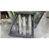 Image 8 : Shop Desk Work Table w/ Socket Set, Clamps, Power Strips, Misc Tools