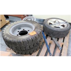 Qty 2 Tuff Dawg Tires on Rims, Nissan Rapt Tire, Misc Rim & Tire Iron