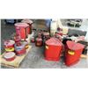 Image 1 : Qty 15 Misc Sizes Red Metal Gas Cans & Oily Waste Cans