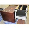 Image 1 : Mini Refrigerator, Rolling Cart & Small Shelf