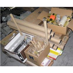 Pallet Cardboard Paper Rolls, Shrink Wrap, Gold Foil Rolls, etc