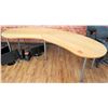 Image 1 : Curved Wood Shop Wooden Table w/ Metal Legs 2 Pieces
