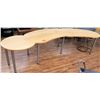 Image 1 : Curved Wood Shop Wooden Table w/ Metal Legs 3 Sections
