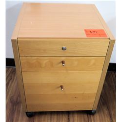 Wood 3 Drawer Rolling File Cabinet on Wheels