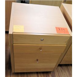 Wood 3 Drawer Rolling File Cabinet on Wheels