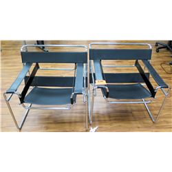 Qty 2 Leather Like Chairs w/ Metal Frames