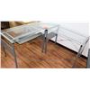 Image 1 : Metal "L" Shape Desk Table w/ Glass Top