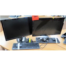 Qty 2 LG Computer Monitors, Keyboards & Mouse Sets