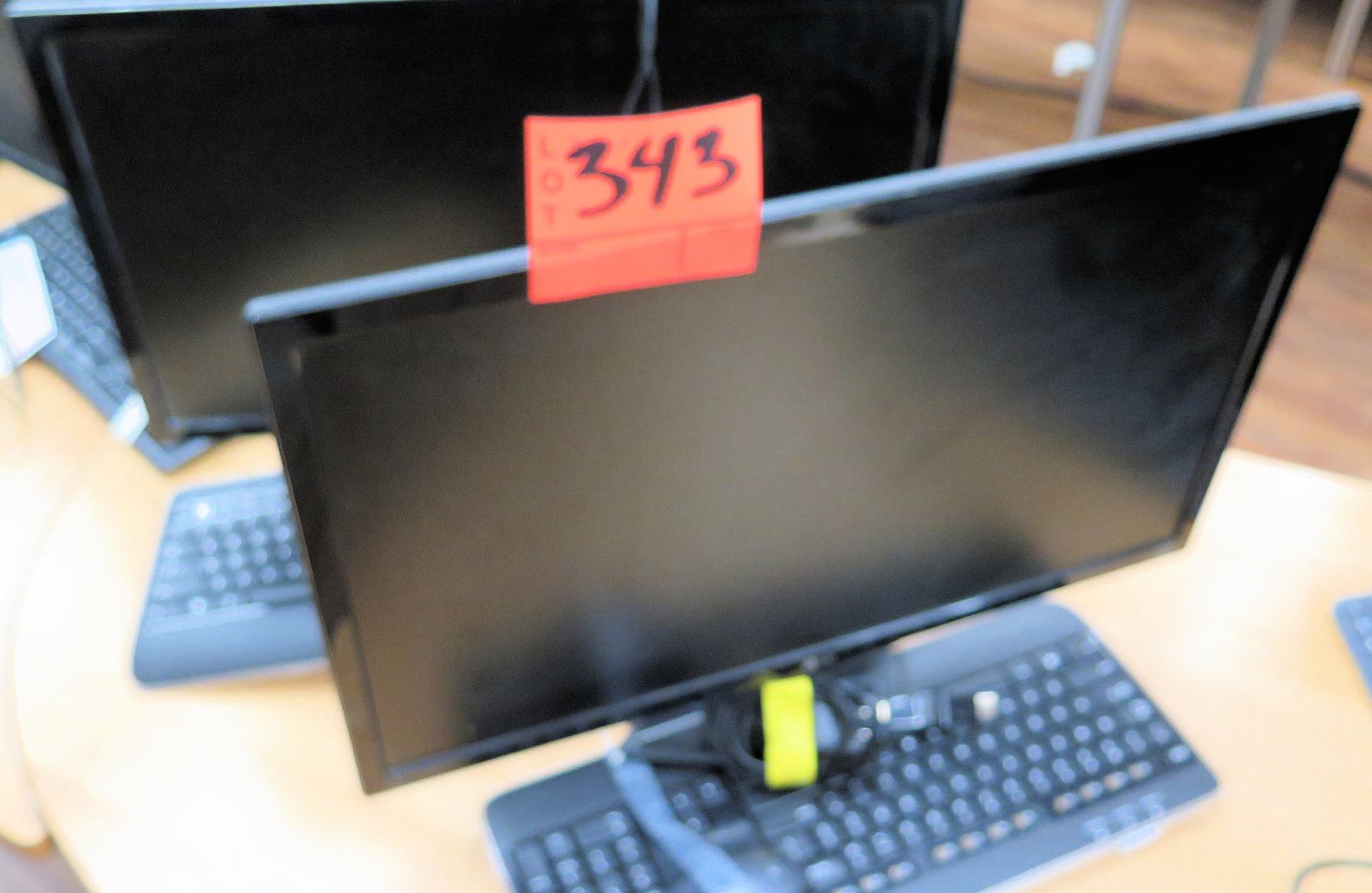 Qty 2 Logitech Computer Monitors & Keyboards Sets - Oahu Auctions