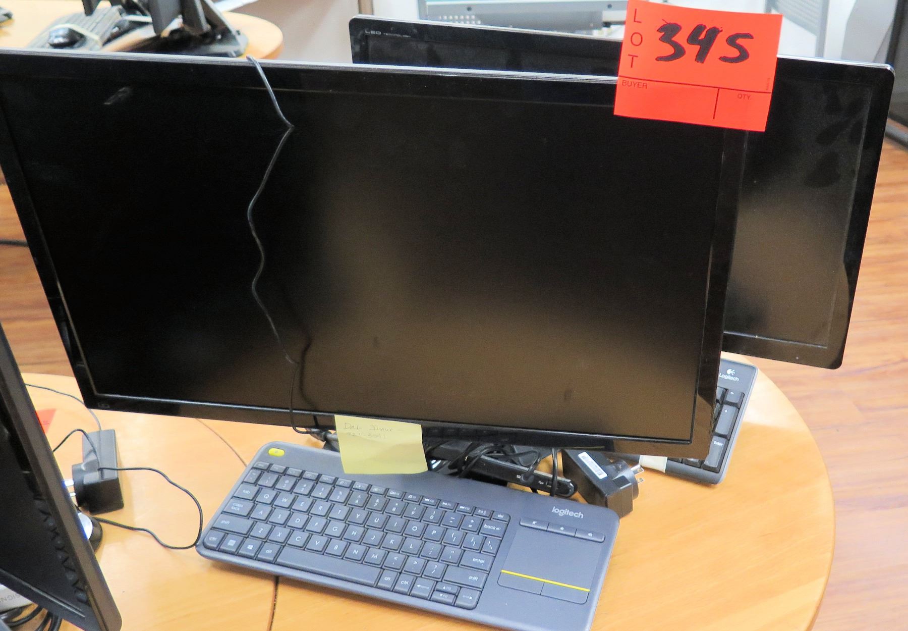 Qty 2 Logitech Computer Monitors & Keyboards Sets - Oahu Auctions