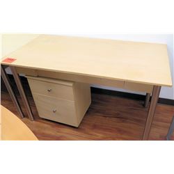 Metal-Based Laminate Shop Office Wooden Table w/ Rolling File Cabinet