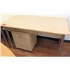 Image 1 : Metal-Based Laminate Shop Office Wooden Table w/ Rolling File Cabinet