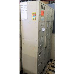 Qty 2 Metal Storage Standing Unit w/ Multiple Square Individual Lockers