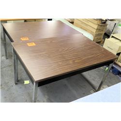 Qty 2 Tables w/ Metal Legs & Pressed Wood Table Tops