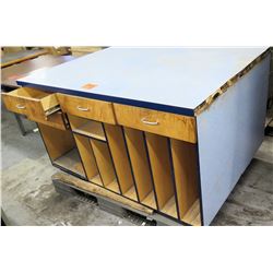 Art Work Table w/ 3 Drawers & Vertical Paper Storage