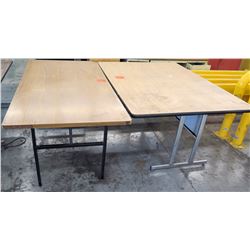 Qty 2 Metal & Pressed Wood Shop Tables