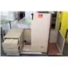 Image 1 : Qty 2 Metal & Pressed Wood Shop Desks & 1 Metal 2 Drawer File Cabinet