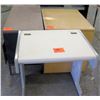 Image 1 : Qty 3 Misc Furniture - Metal & Wood Desk, Cabinet, Plastic Table