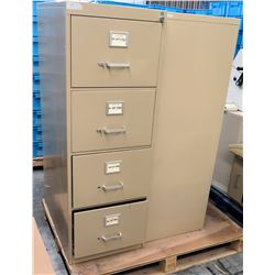 Qty 2 Metal 4 Drawer Standing Beige File Cabinets