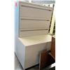 Image 1 : Qty 1 Metal 3 Drawer Lateral Legal Beige File Cabinet w/ Short White Cabinet