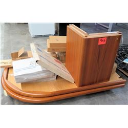 Oval Wooden Folding Table w/ Misc Accessories