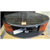 Image 1 : Oval Wood & Glass Coffee Table Entertainment Table w/ Bottom Shelf
