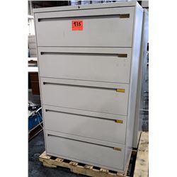 Qty 2 Metal 5 Drawer Lateral Legal Beige File Cabinets