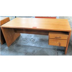 Wooden Rectangle Executive Desk w/ Drawer & File Cabinet