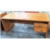 Image 1 : Wooden Rectangle Executive Desk w/ Drawer & File Cabinet