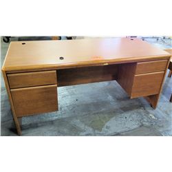 Wooden Rectangle Executive Desk w/ 2 Drawers & 2 File Drawers