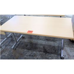 Rolling Metal Table w/ Laminate Top