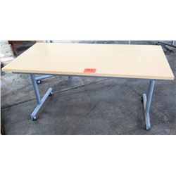 Rolling Metal Table w/ Laminate Top