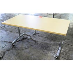 Rolling Metal Table w/ Laminate Top