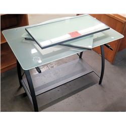 Metal & Glass Drafting Table w/ 2 Leaves