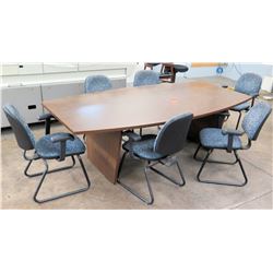 Oval Wooden Conference Table w/ 6 Stationary Chairs w/ Armrests