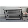 Image 2 : Qty 4 Misc Shelves - Black 2 Shelf Unit, File Cabinet & 2 Wall Flush Shelves