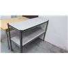 Image 4 : Qty 3 Misc Furniture - Tall Book Case, Short 2 Tier Shelf & Table