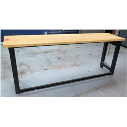 Long Metal & Wood Shop Work Table