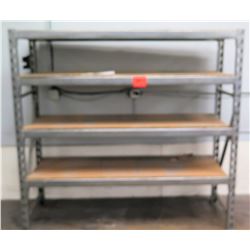 Metal 4 Tier Shop Work Shelf w/ Wood Shelves