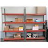 Image 1 : Qty 2 Metal 4 Tier Shop Work Shelf w/ Orange Shelves & Misc Accessories