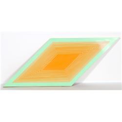 Richard Anuszkiewicz, Orange on Green Rhombus, Serigraph on Panel