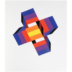 Jules Engel, Sunburst, Acrylic Painting