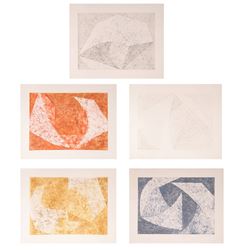 William Fares, Tempered Portfolio of 5 Minimalist Geometric Aquatint Etchings